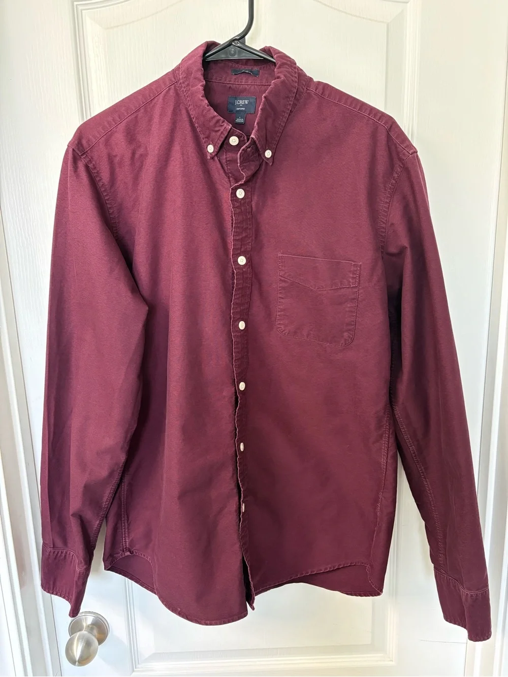 J. Crew Men's Maroon Slim Oxford Dress Shirt Size Large